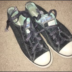 Black Glitter Multi-Tongue Converse